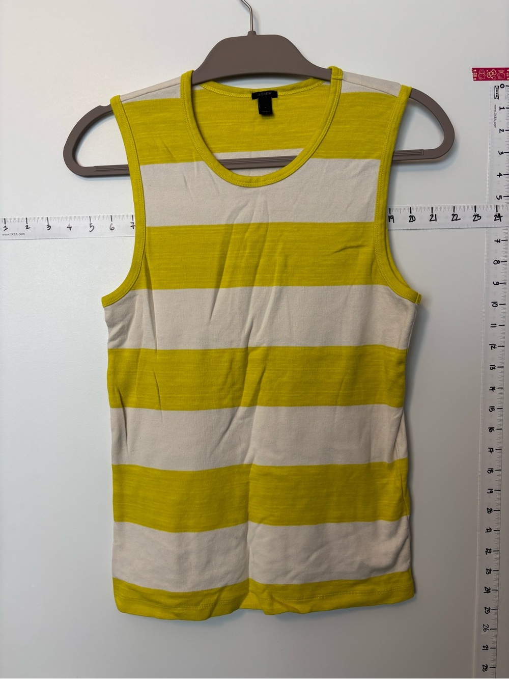 JCrew Striped Cotton Yellow & White Sleeveless Tank Size L